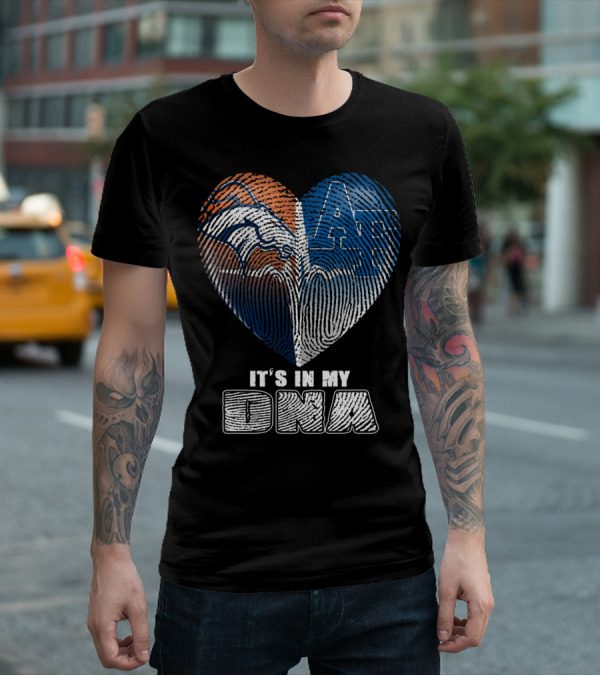 It's In My Dna Broncos Air Force Heart Fingerprint T-Shirt