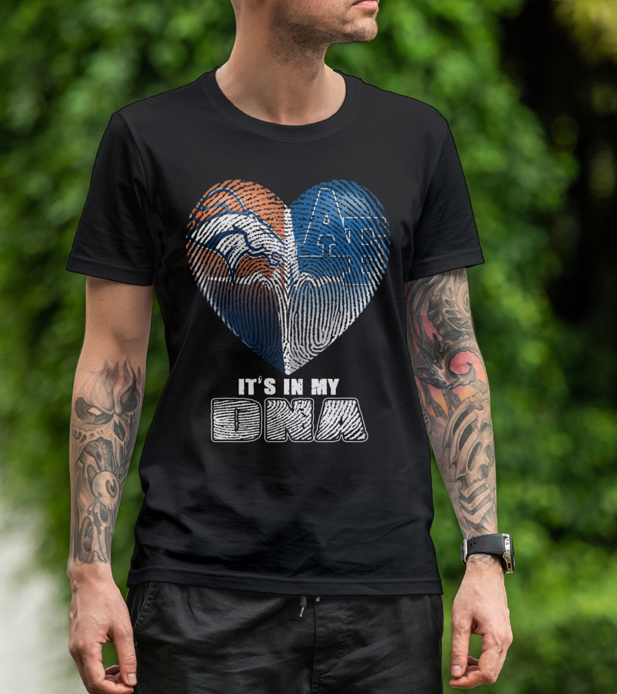 It's In My Dna Broncos Air Force Heart Fingerprint T-Shirt