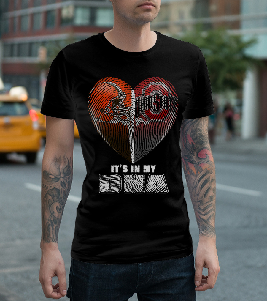 It's In My Dna Ohio State Buckeyes Cleveland Browns Heart Fingerprint T-Shirt