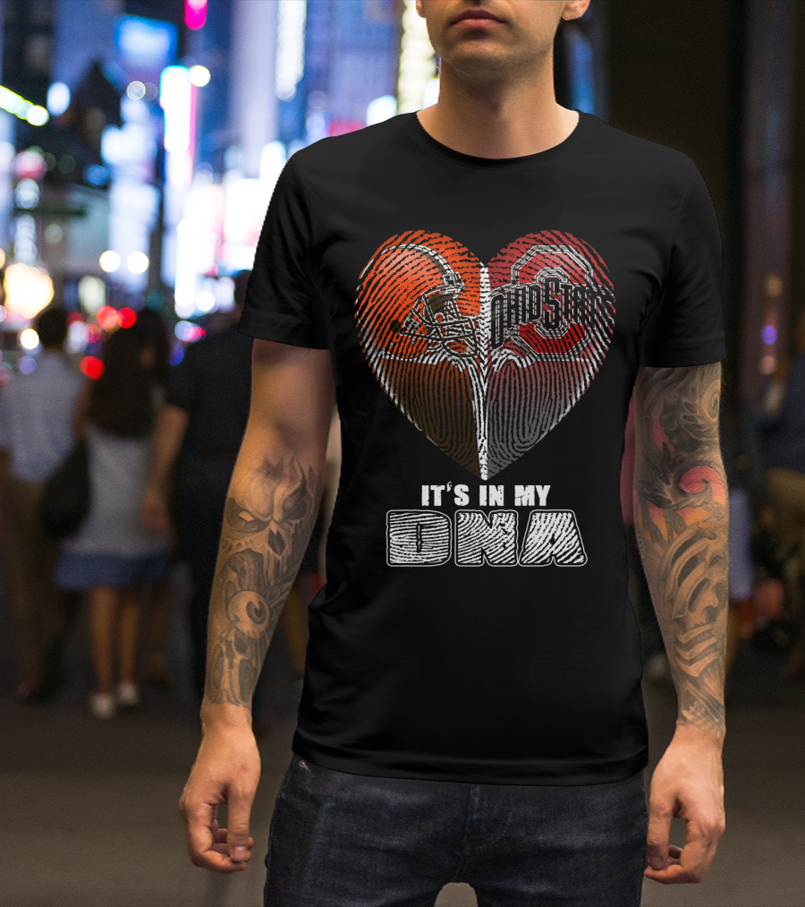 It's In My Dna Ohio State Buckeyes Cleveland Browns Heart Fingerprint T-Shirt