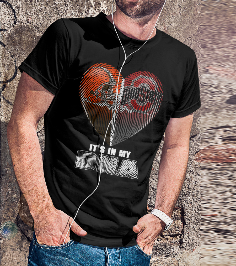 It's In My Dna Ohio State Buckeyes Cleveland Browns Heart Fingerprint T-Shirt