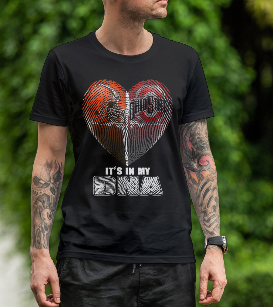 It's In My Dna Ohio State Buckeyes Cleveland Browns Heart Fingerprint T-Shirt