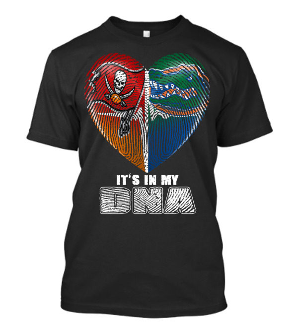 It's In My Dna Buccaneers Gators Heart Fingerprint T-Shirt