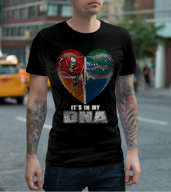 It's In My Dna Buccaneers Gators Heart Fingerprint T-Shirt