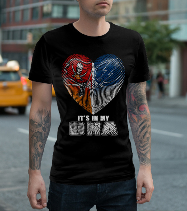 It's In My Dna Buccaneers Lightning Heart Fingerprint T-Shirt