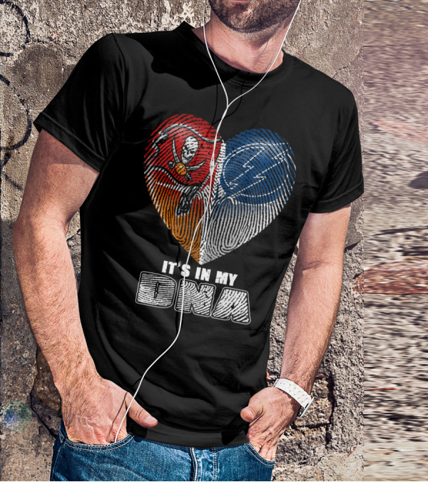 It's In My Dna Buccaneers Lightning Heart Fingerprint T-Shirt