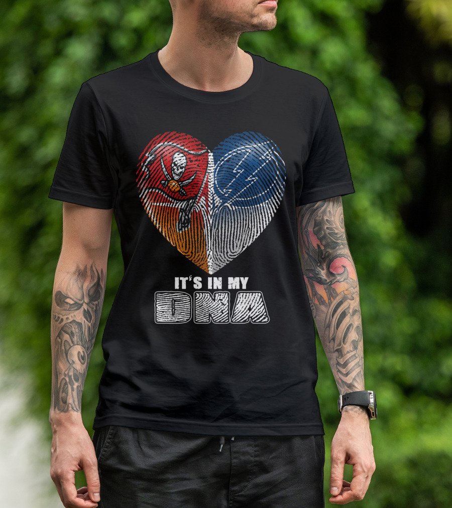 It's In My Dna Buccaneers Lightning Heart Fingerprint T-Shirt