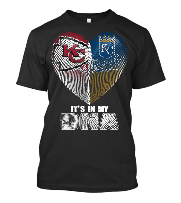 It's In My Dna Kansas City Chiefs Royals Heart Fingerprint T-Shirt