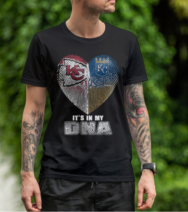 It's In My Dna Kansas City Chiefs Royals Heart Fingerprint T-Shirt