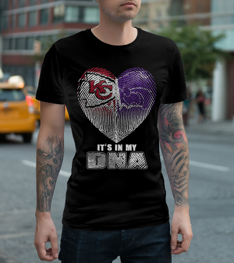It's In My Dna Kc Chiefs K-State Wildcats Heart T-Shirt