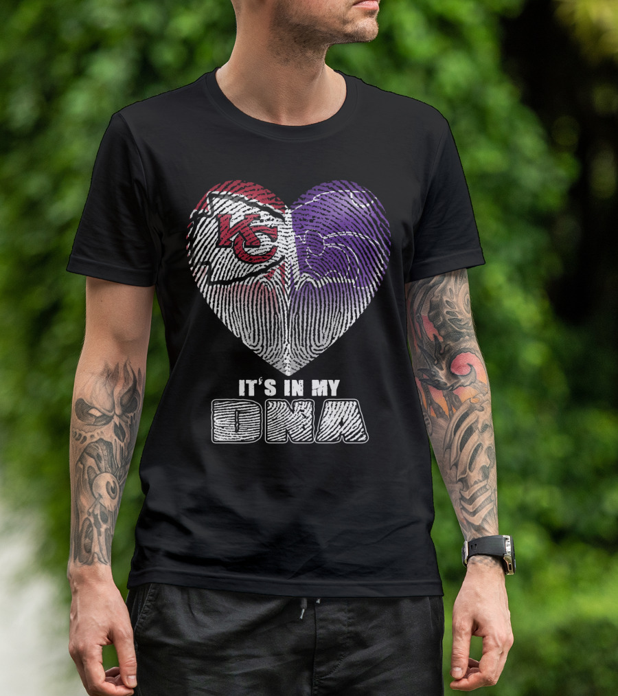 It's In My Dna Kc Chiefs K-State Wildcats Heart T-Shirt