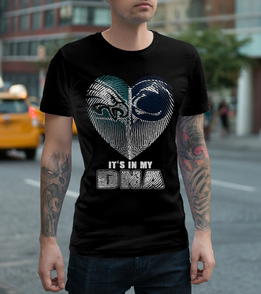 It's In My Dna Eagles Penn State Heart Fingerprint T-Shirt