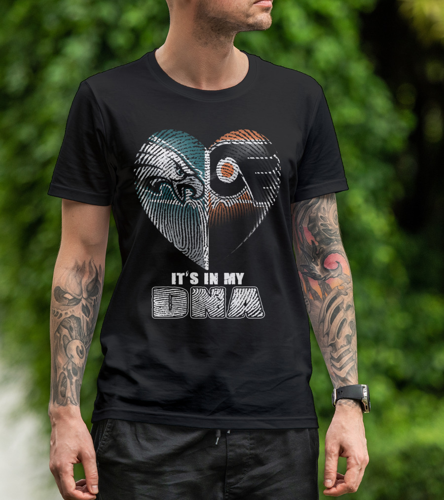 Eagles Flyers It's In My Dna Heart Fingerprint T-Shirt