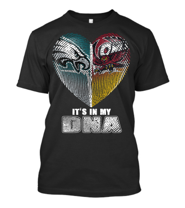 It's In My Dna Eagles Hurricanes Heart Fingerprint T-Shirt