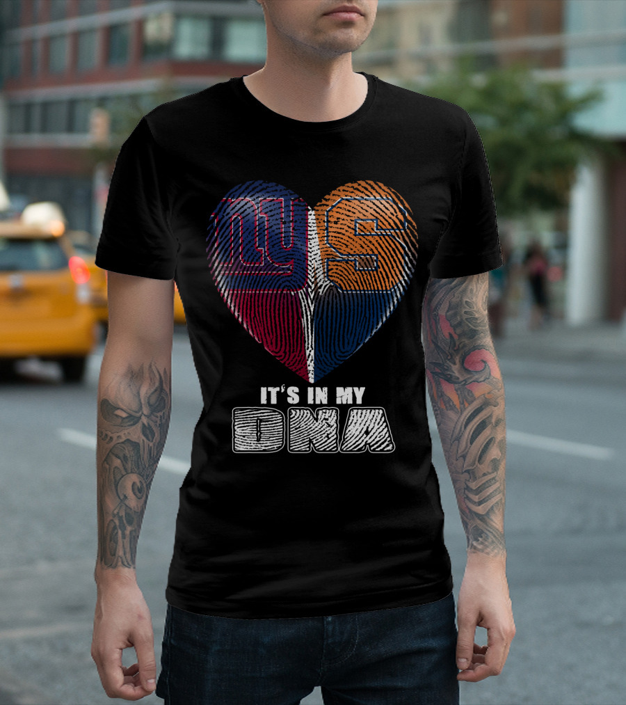 It's In My Dna New York Giants Syracuse Football Heart Fingerprint T-Shirt