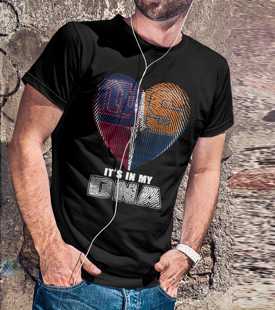 It's In My Dna New York Giants Syracuse Football Heart Fingerprint T-Shirt