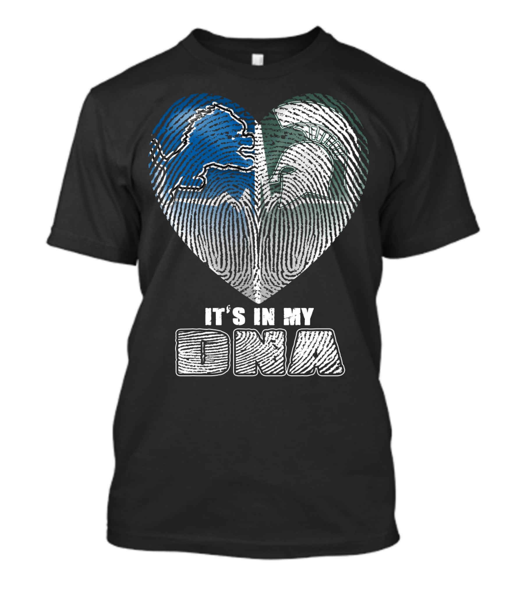 It's In My Dna Detroit Lions Michigan State Fingerprint Heart T-Shirt