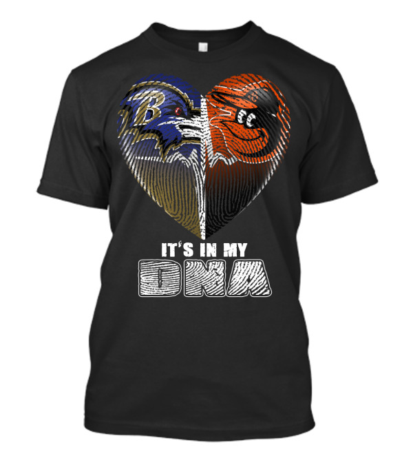 It's In My Dna Ravens Orioles Heart Fingerprint T-Shirt