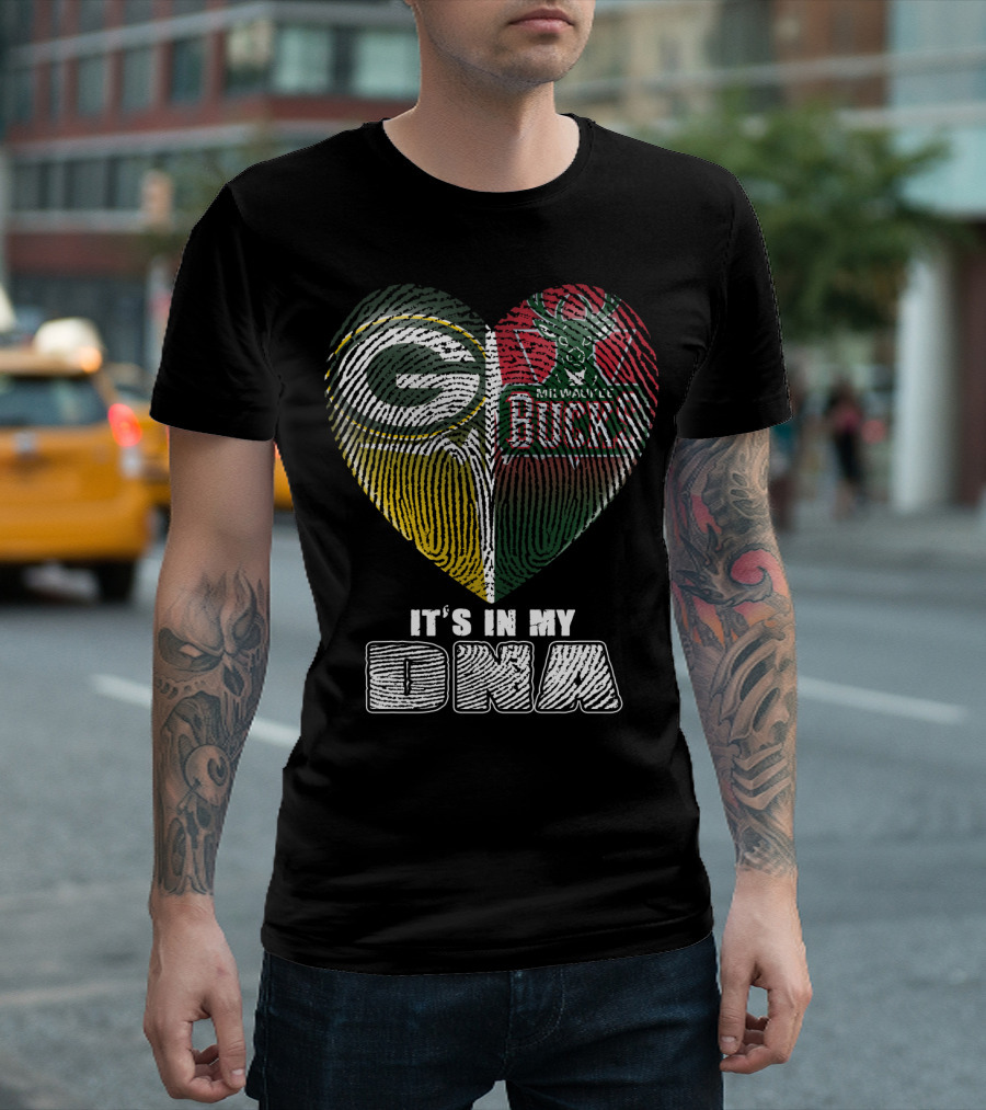Green Bay Packers Milwaukee Bucks It's In My Dna T-Shirt