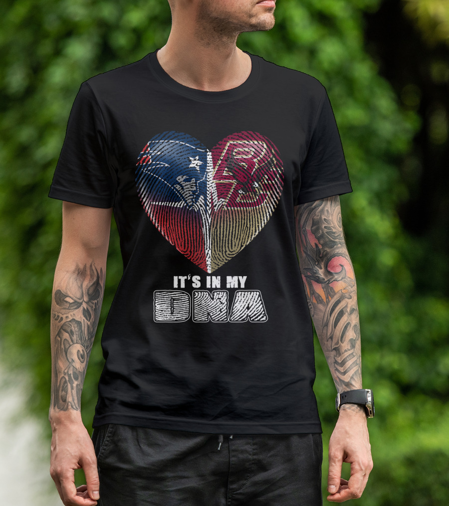 It's In My Dna Patriots Boston College Heart Fingerprint T-Shirt