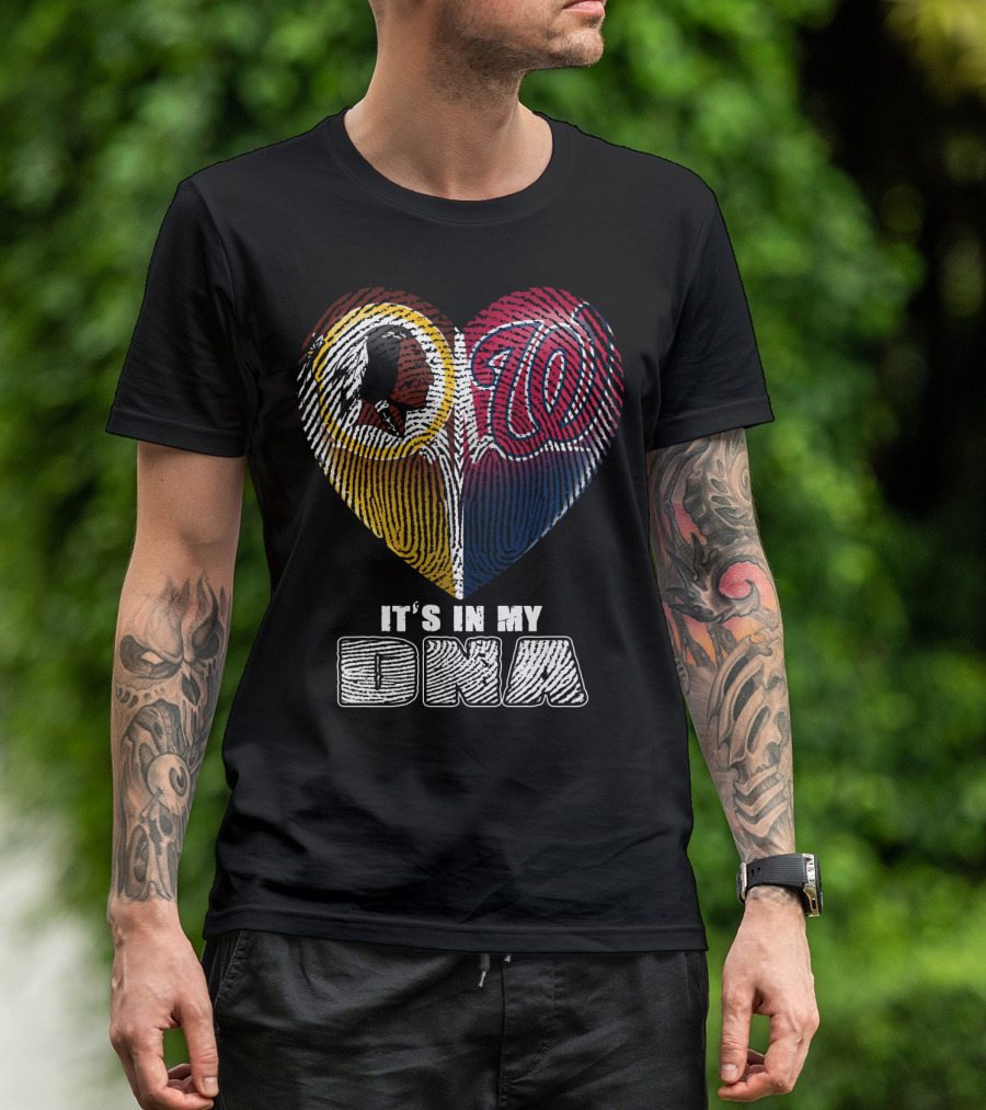 It's In My Dna Washington Redskins Washington Nationals Heart Fingerprint T-Shirt