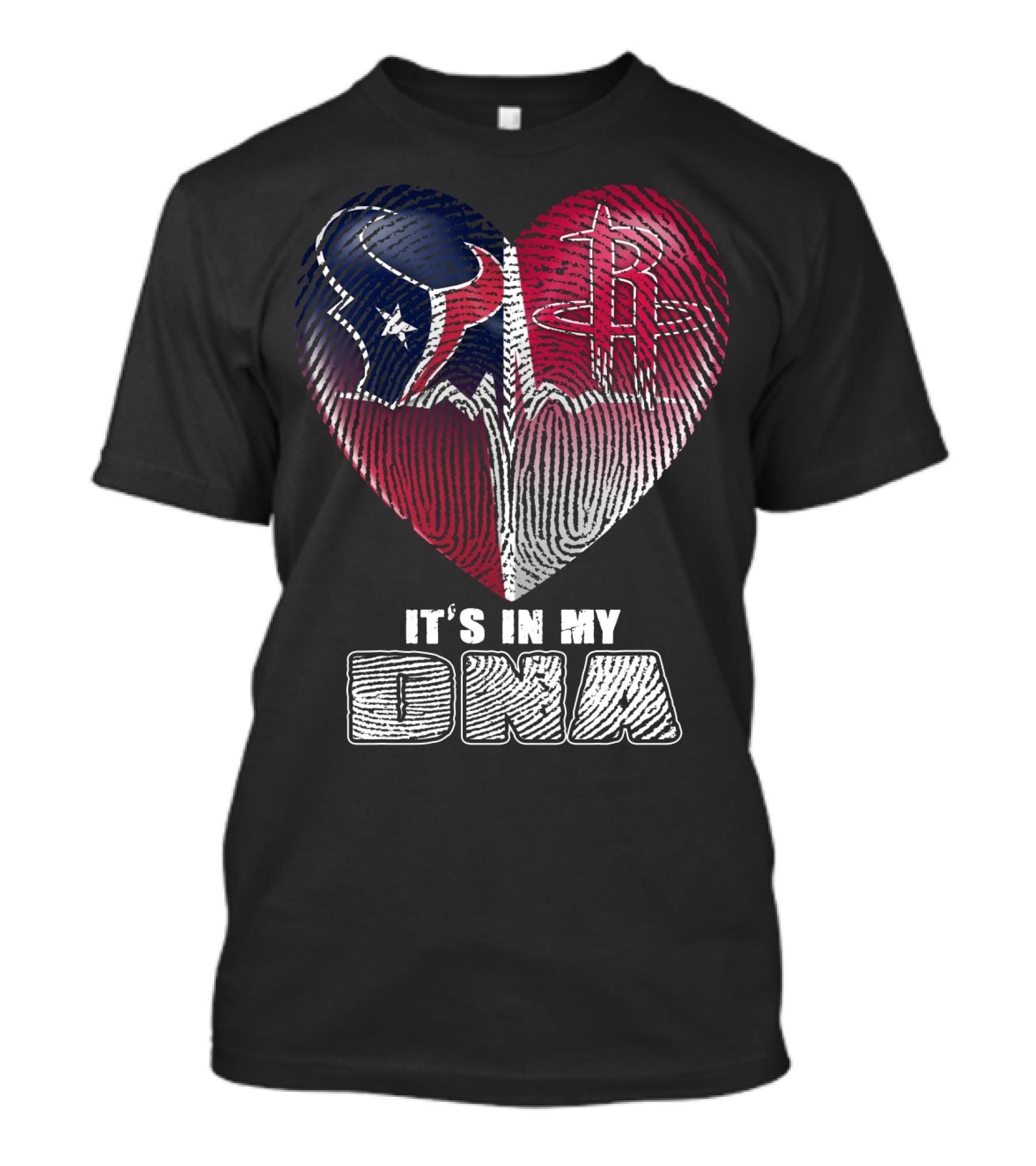 It's In My Dna Houston Texans Houston Rockets Heartbeat Fingerprint T-Shirt