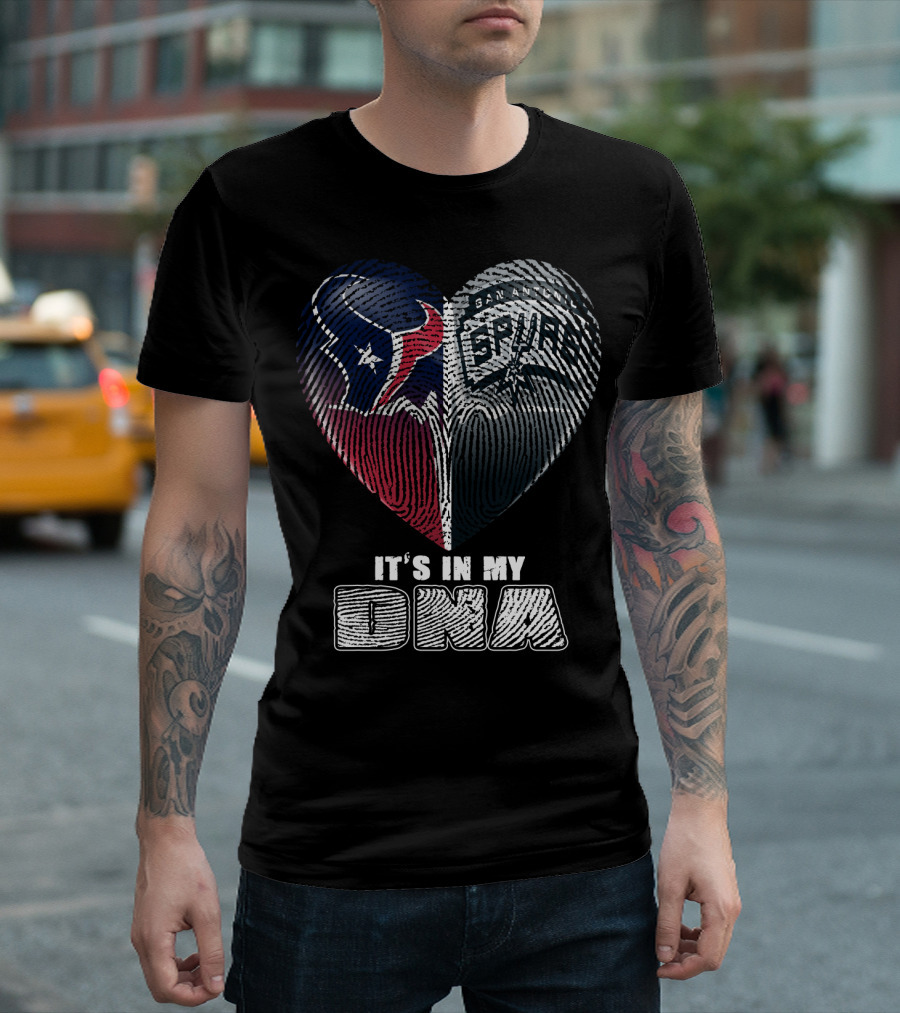 It's In My Dna Houston Texas San Antonio Spurs Heart Fingerprint T-Shirt