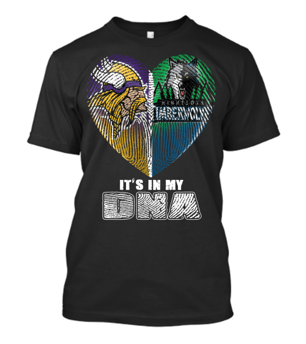 It's In My Dna Minnesota Vikings Timberwolves Heart Fingerprint T-Shirt