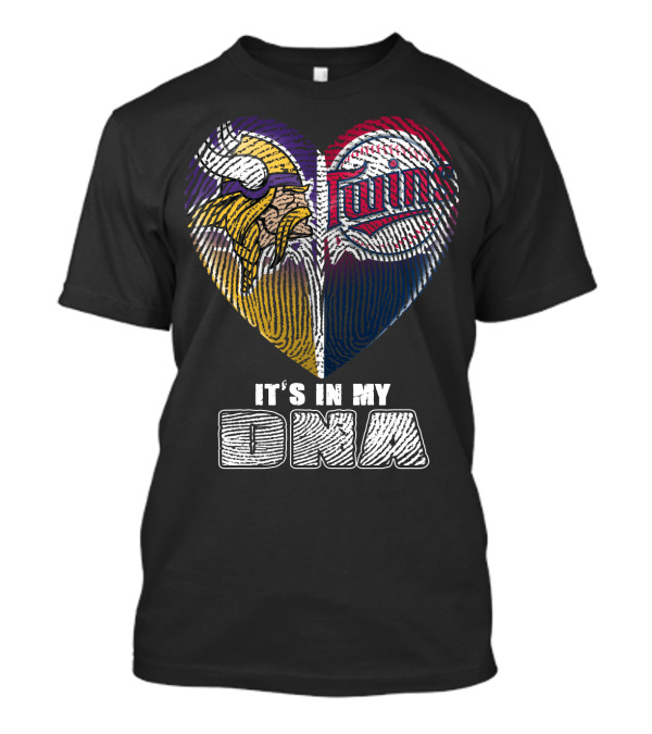Vikings Twins Fingerprint Heart It's In My Dna T-Shirt