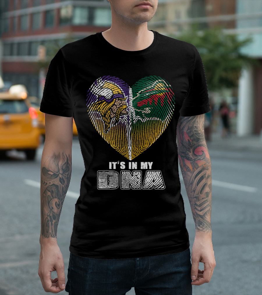 It's In My Dna Minnesota Vikings Wild Heart Fingerprint T-Shirt