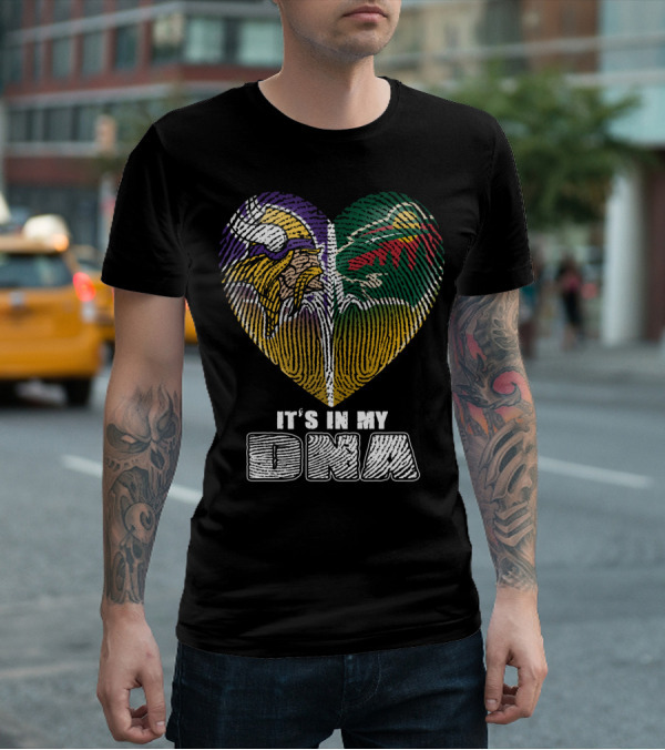 It's In My Dna Minnesota Vikings Wild Heart Fingerprint T-Shirt