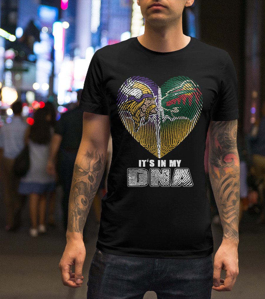 It's In My Dna Minnesota Vikings Wild Heart Fingerprint T-Shirt