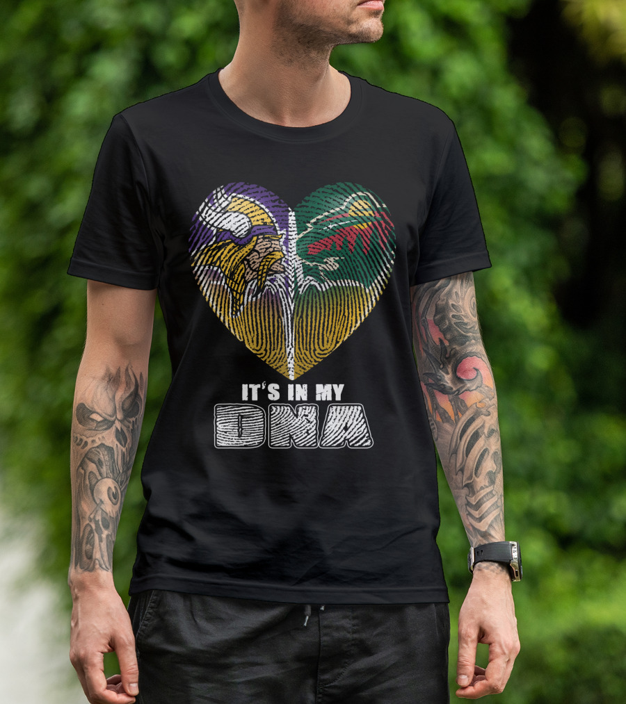 It's In My Dna Minnesota Vikings Wild Heart Fingerprint T-Shirt