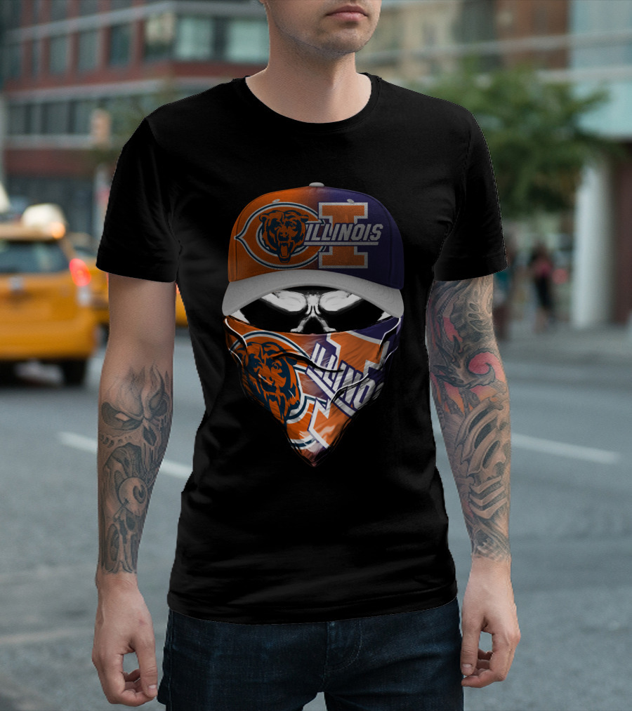 Chicago Bears Illinois Fan Mask Hat T-Shirt