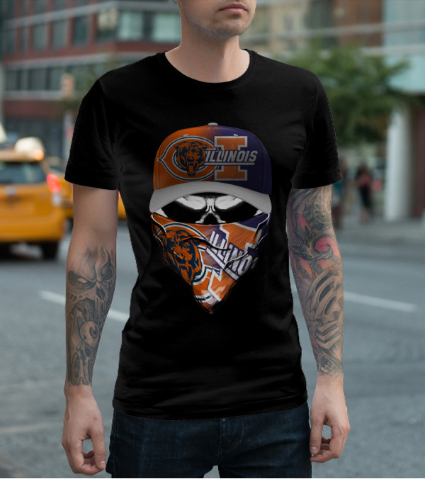 Chicago Bears Illinois Fan Mask Hat T-Shirt