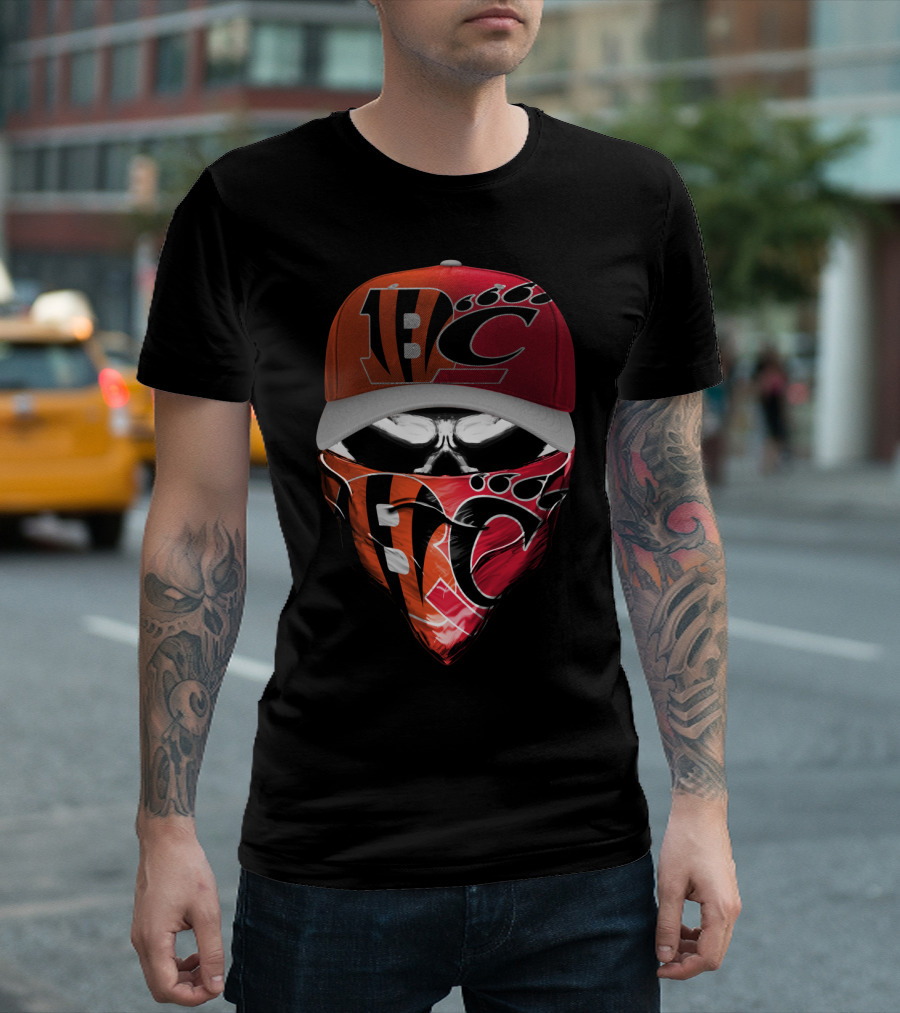 Bengals Skull Mask And Cap T-Shirt