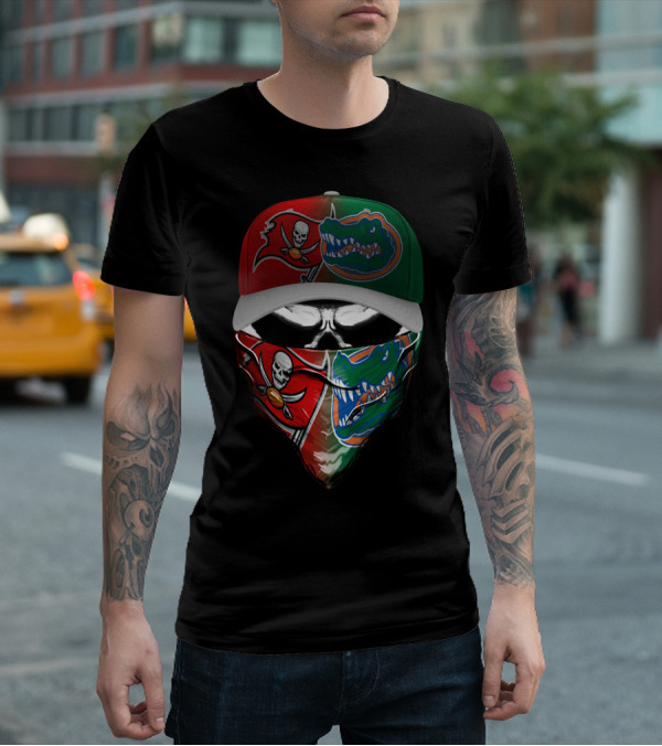 Buccaneers Gators Skull Mask Hat T-Shirt
