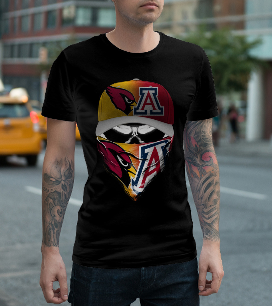 Arizona Cardinals And University Of Arizona Wildcats Fan Mask 'Skum 031' T-Shirt