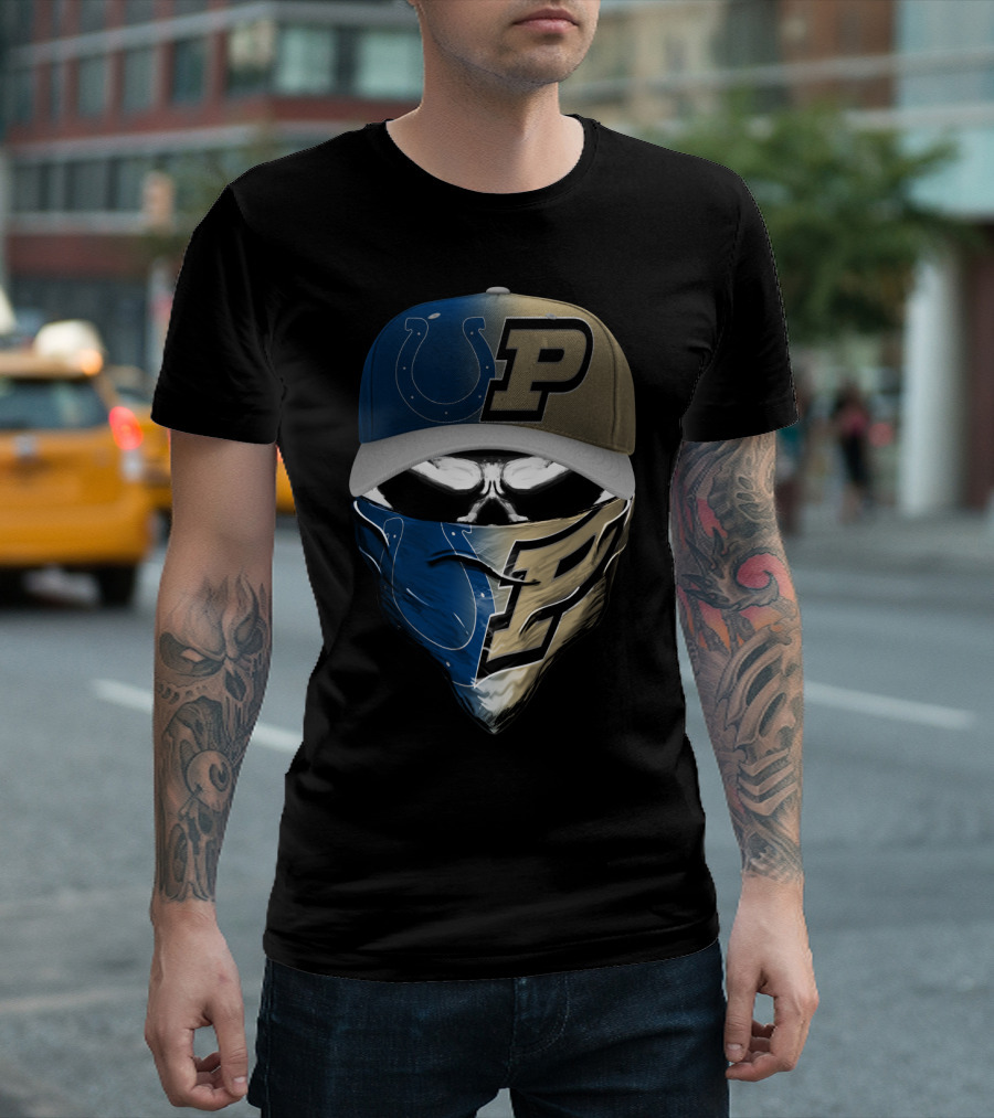 Indianapolis Colts Purdue Boilermakers Skull Mask Skum T-Shirt