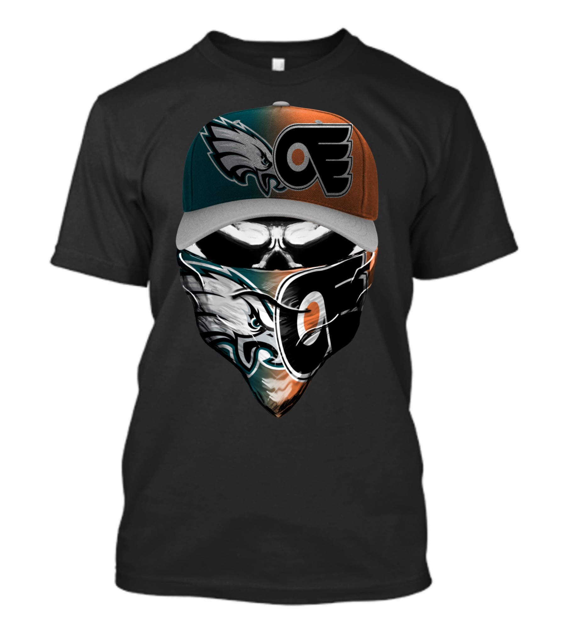 Philadelphia Eagles Flyers Fan Mask Hat Dual T-Shirt