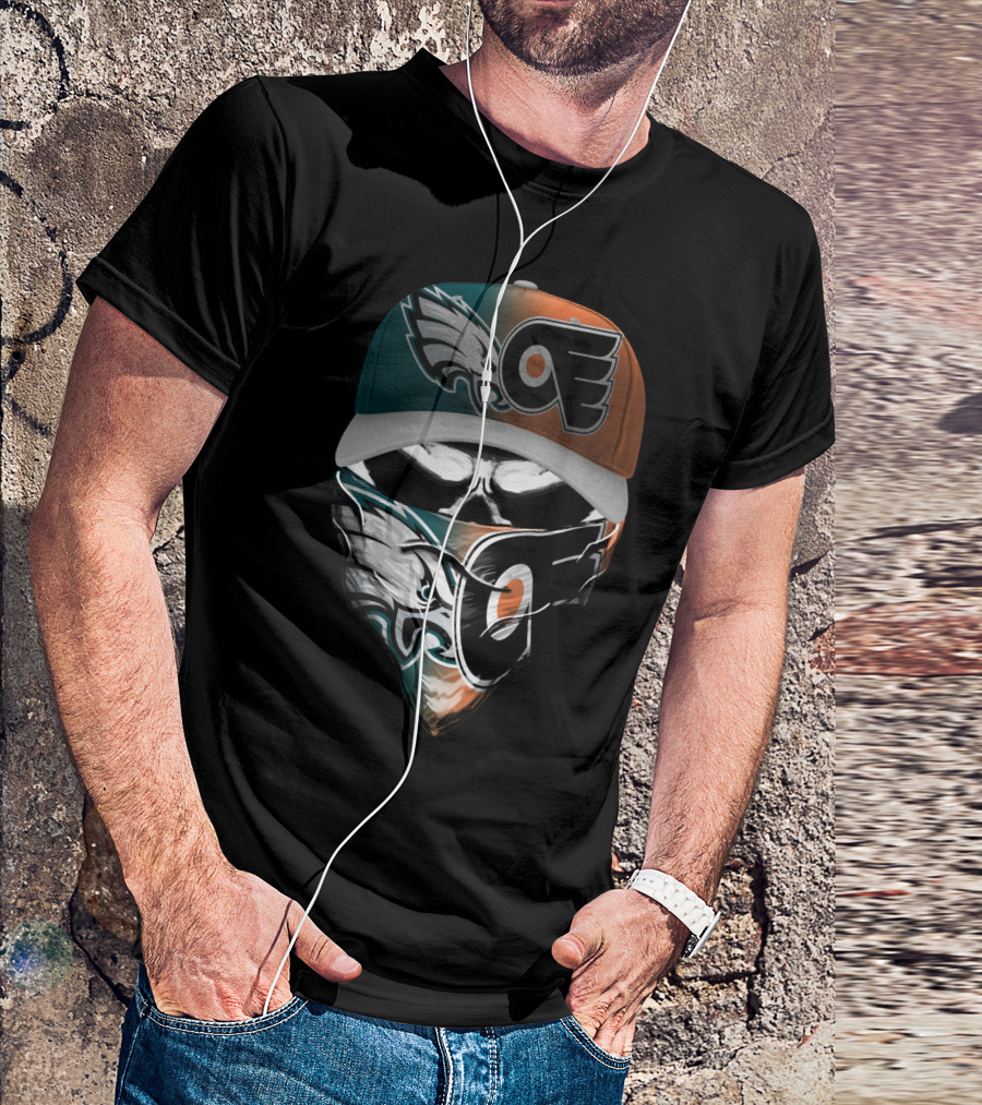 Philadelphia Eagles Flyers Fan Mask Hat Dual T-Shirt