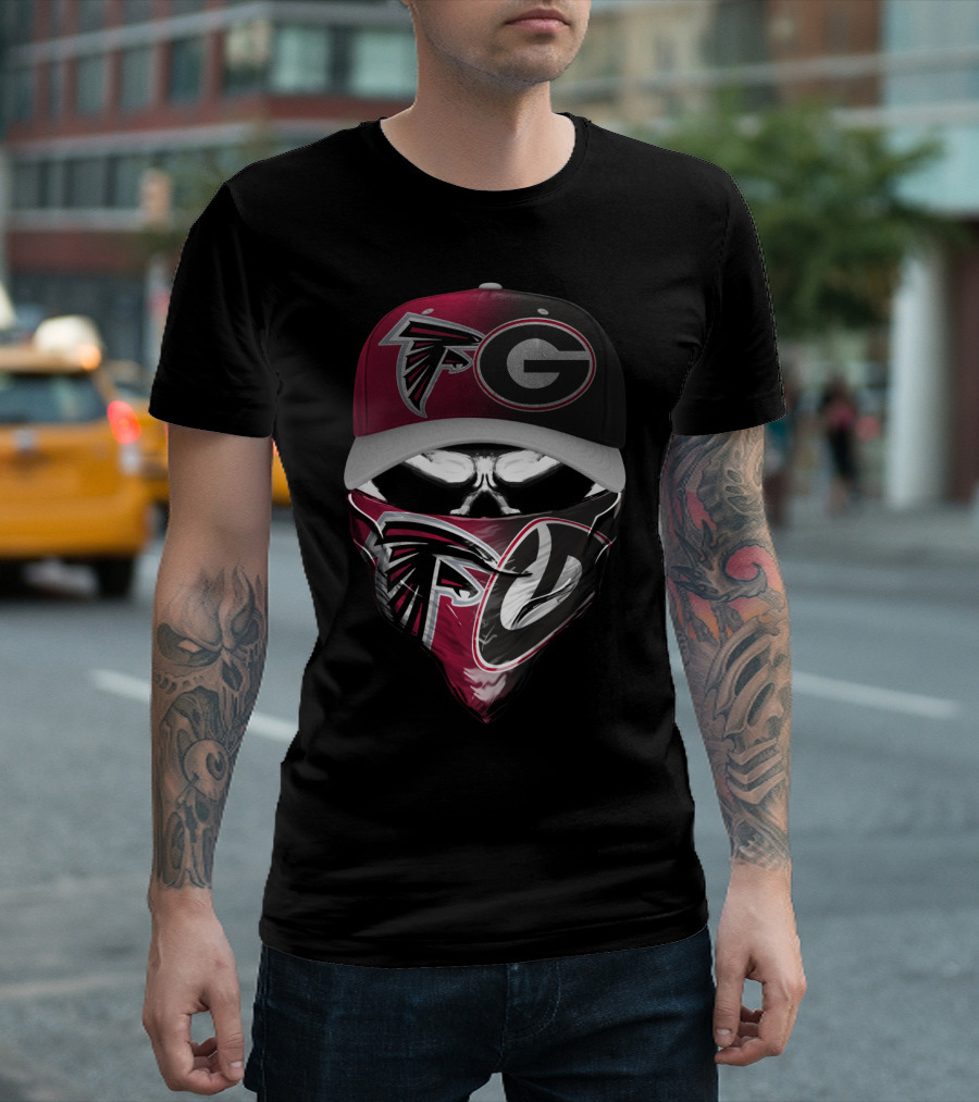 Falcons Georgia Bulldogs Skull Bandana Cap Combo T-Shirt