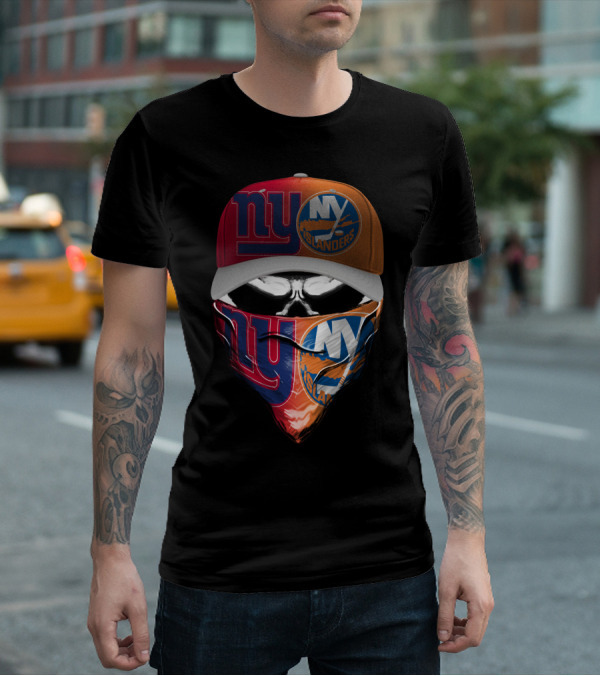 Ny Giants Ny Islanders Skull Mask Combo T-Shirt