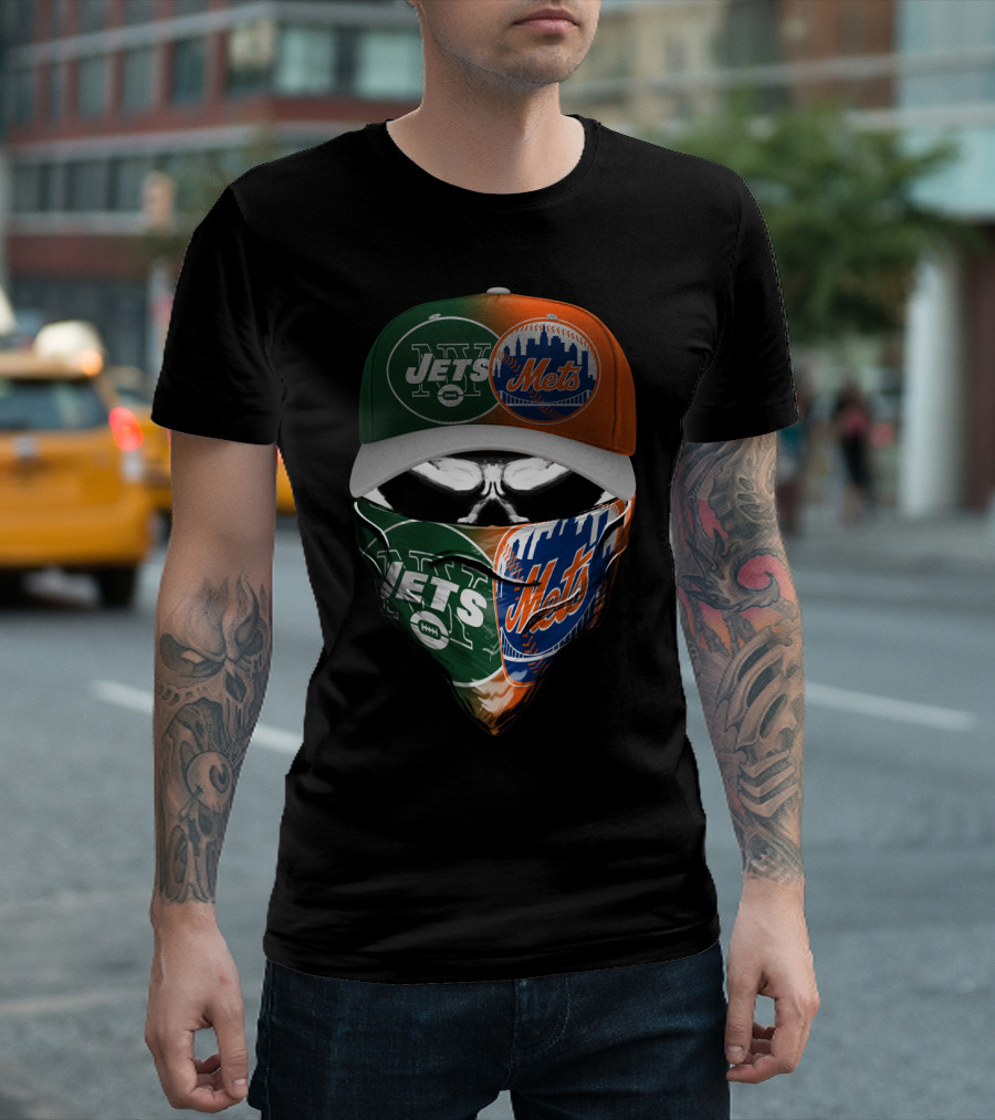 Ny Jets Ny Mets Skull Face 069 T-Shirt