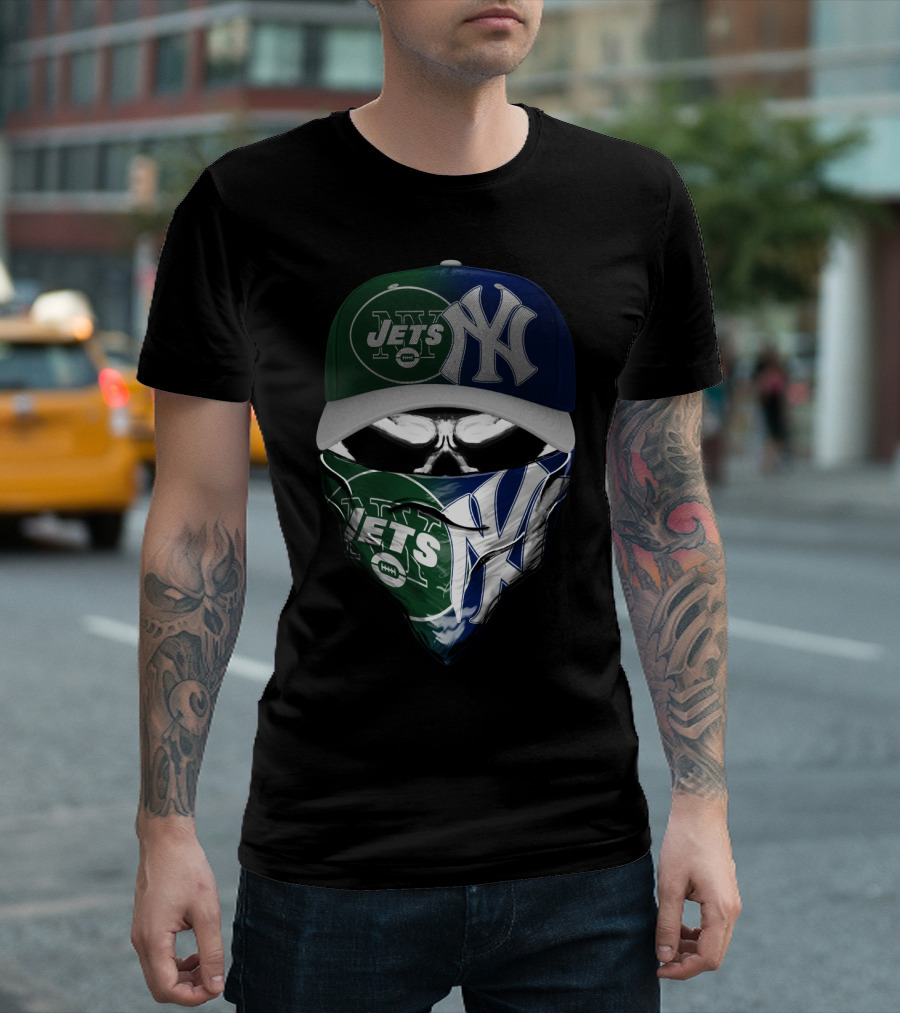 New York Jets Yankees Skull Mask T-Shirt