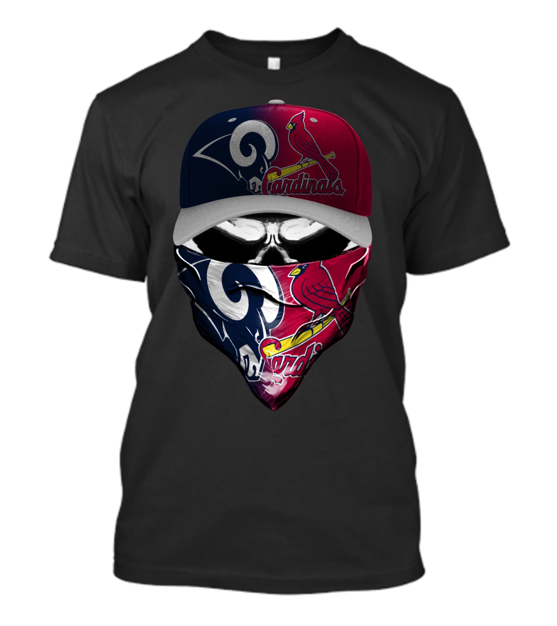 Rams Cardinals Split Logo Hat Mask Skum 100 T-Shirt