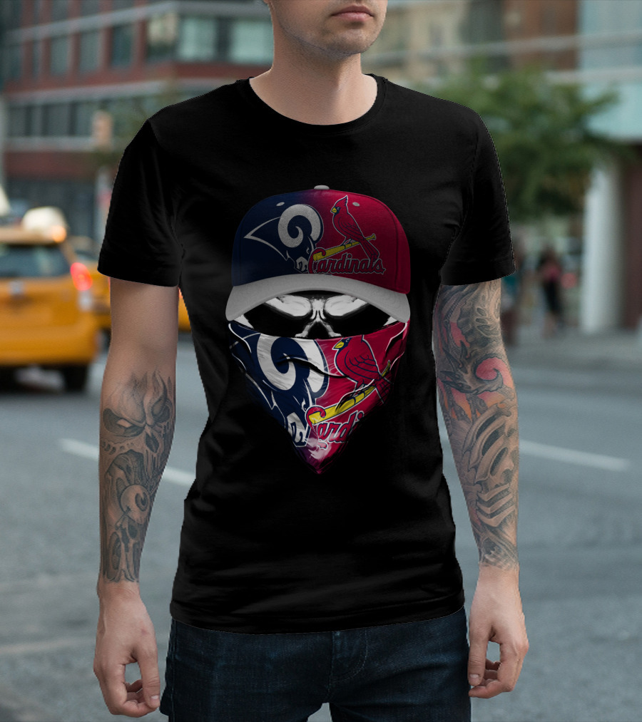 Rams Cardinals Split Logo Hat Mask Skum 100 T-Shirt