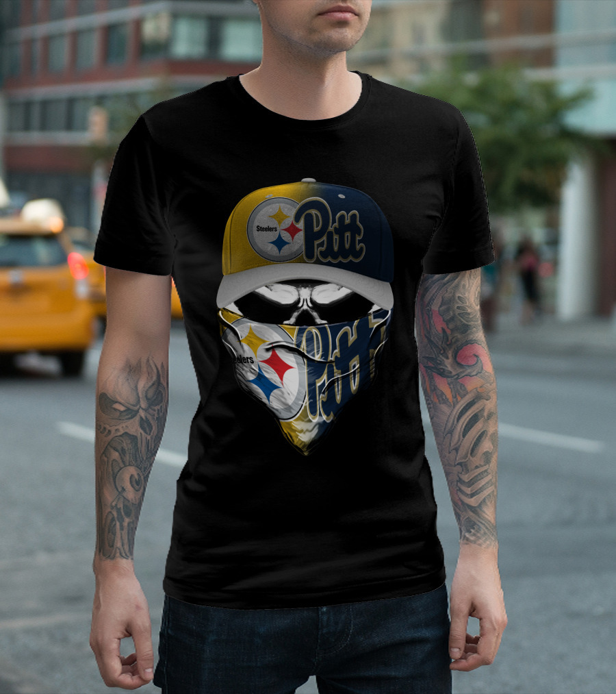 Steelers Pitt Skull Mask Cap T-Shirt