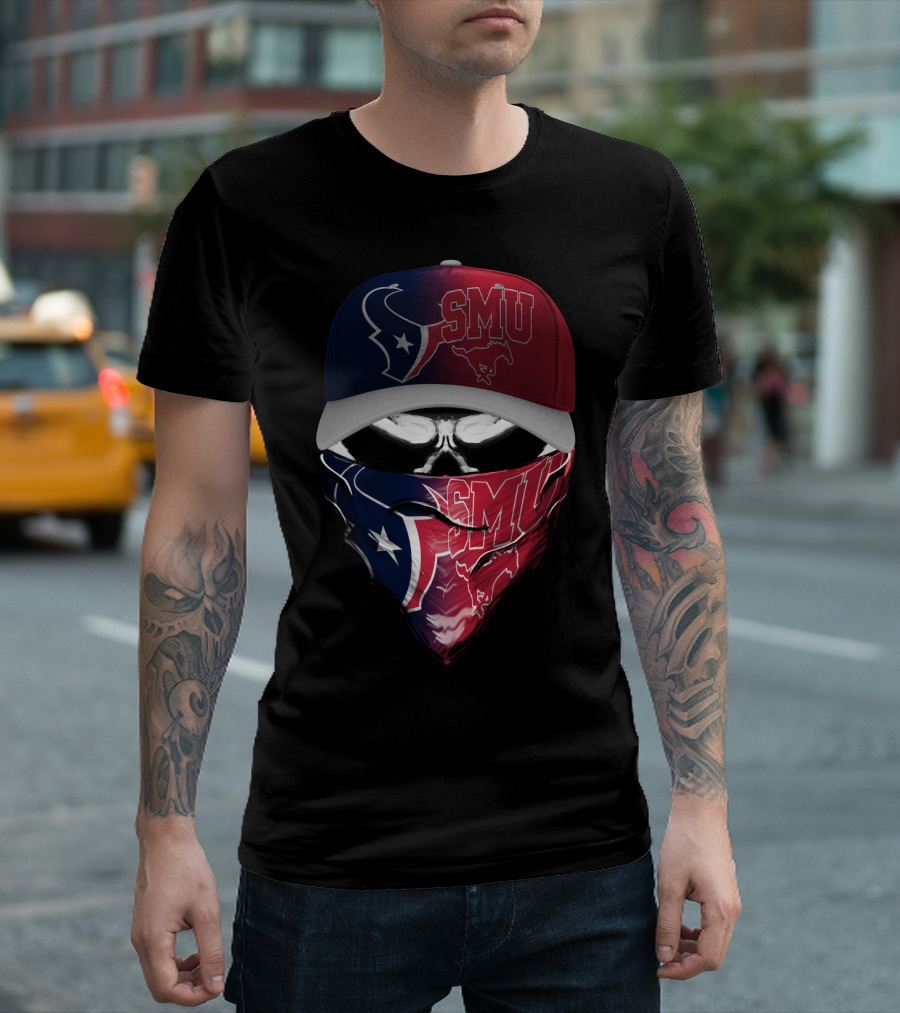 Smu Texas Football Skull Mask Houston Texans T-Shirt