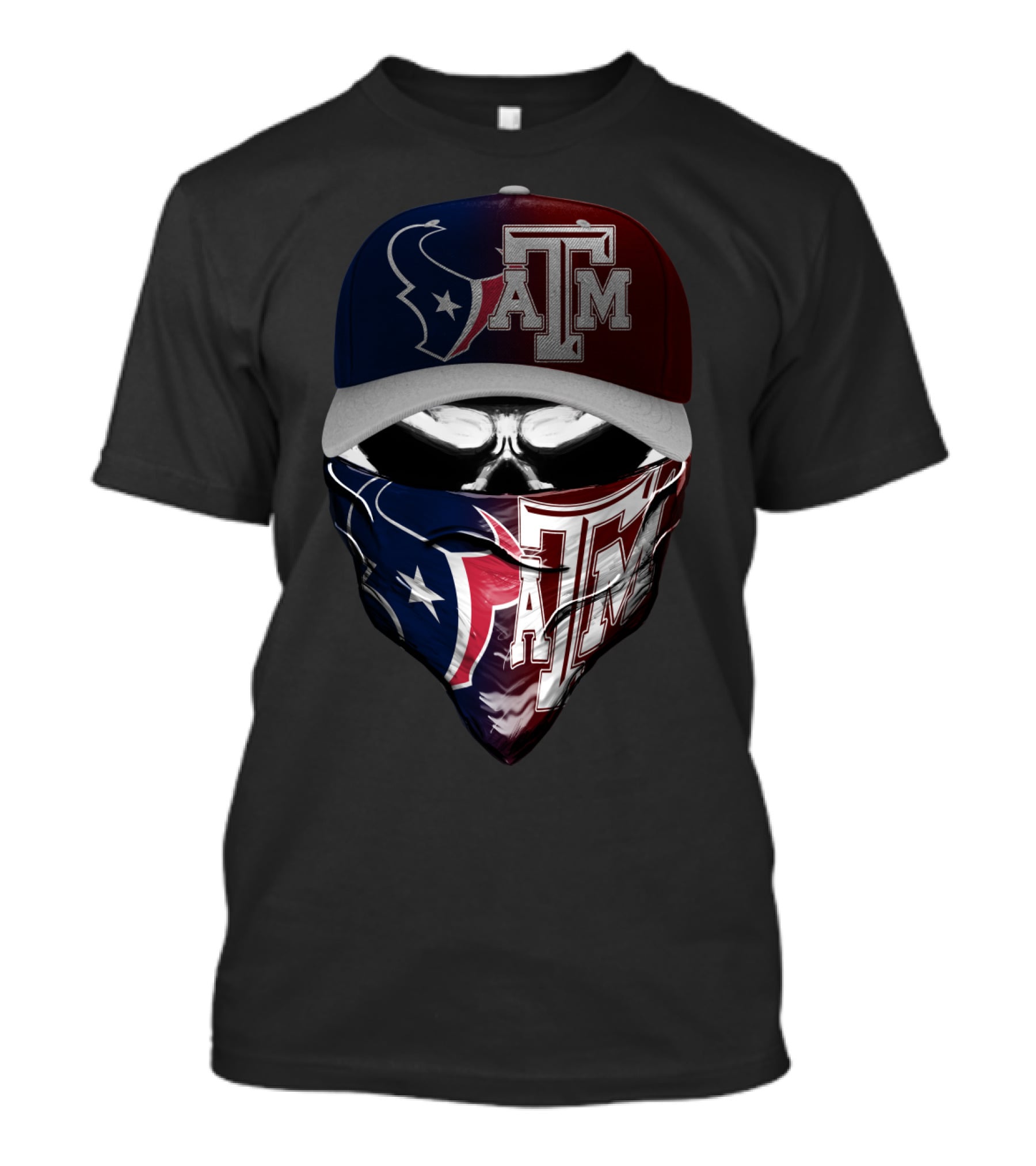 Houston Texans Texas A&M Aggies Skull Mask Hat Combination T-Shirt